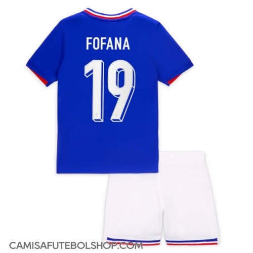 Camisa de time de futebol França Youssouf Fofana #19 Replicas 1º Equipamento Infantil Europeu 2024 Manga Curta (+ Calças curtas)